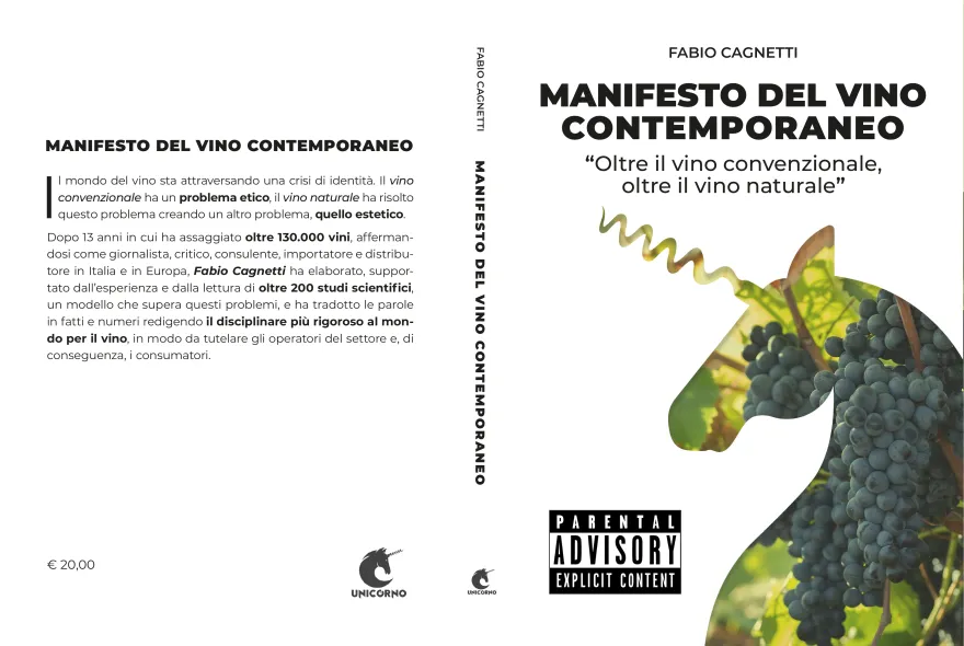 Full cover spread of Manifesto del Vino Contemporaneo: back cover, spine and front